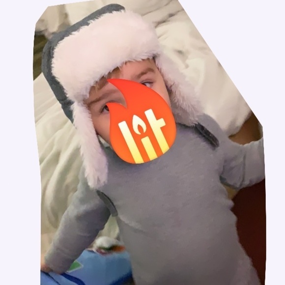 WonderKids Infant grey Fuzzy Ear Flap Hat With Velcro Strap winter outer - Picture 8 of 8